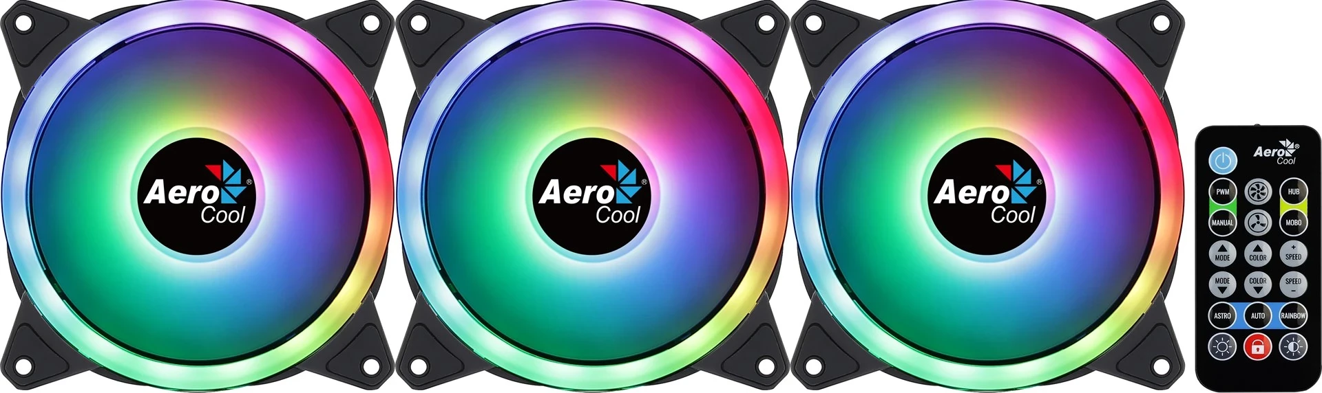 Set 3 ventilatorjev 120 mm ARGB LED z dvojno obročno osvetlitvijo, Aerocool DUO12PRO Kit