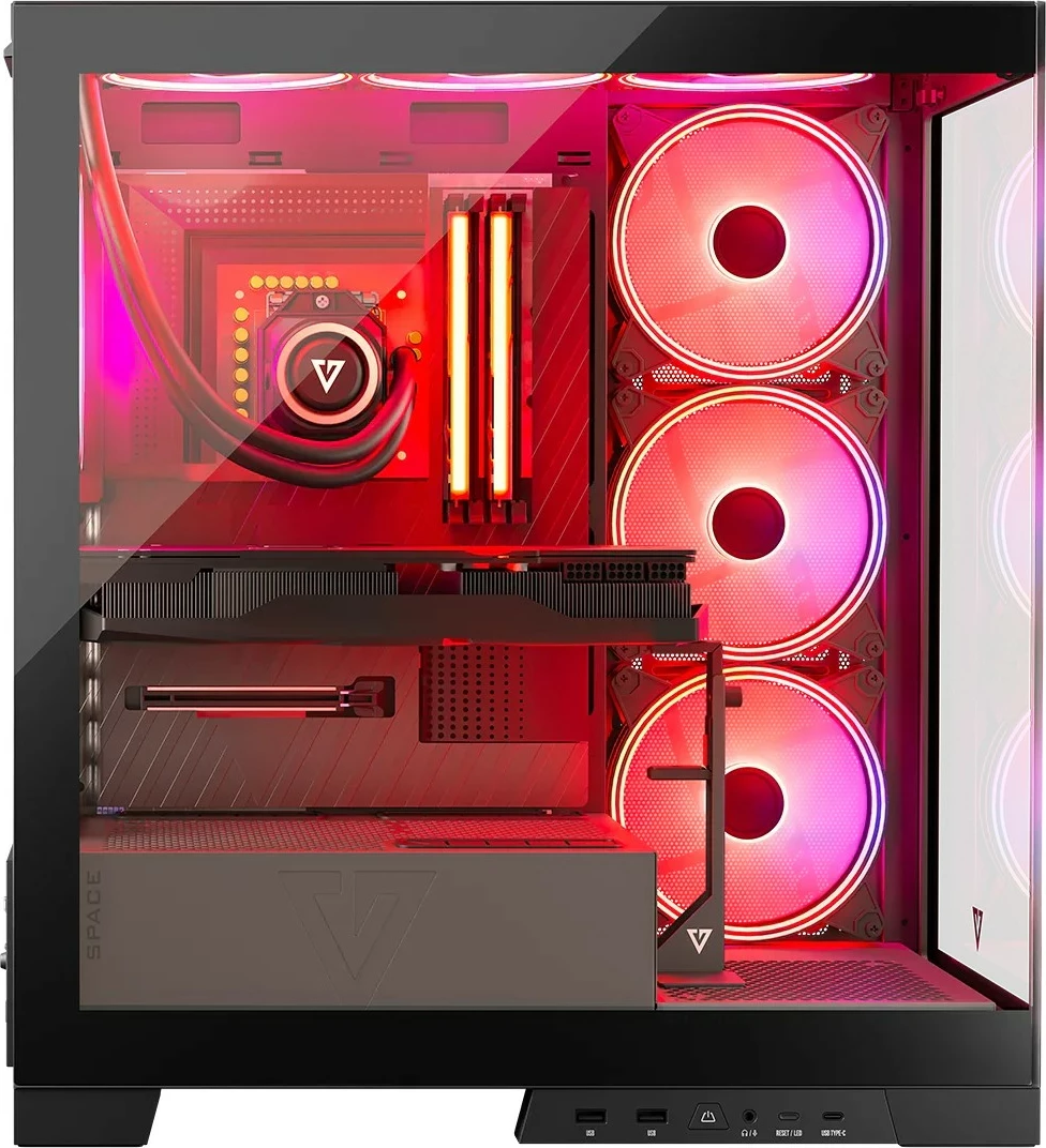 Računalniško ohišje MODECOM Volcano Space ARGB, Midi Tower, kaljeno steklo, črno