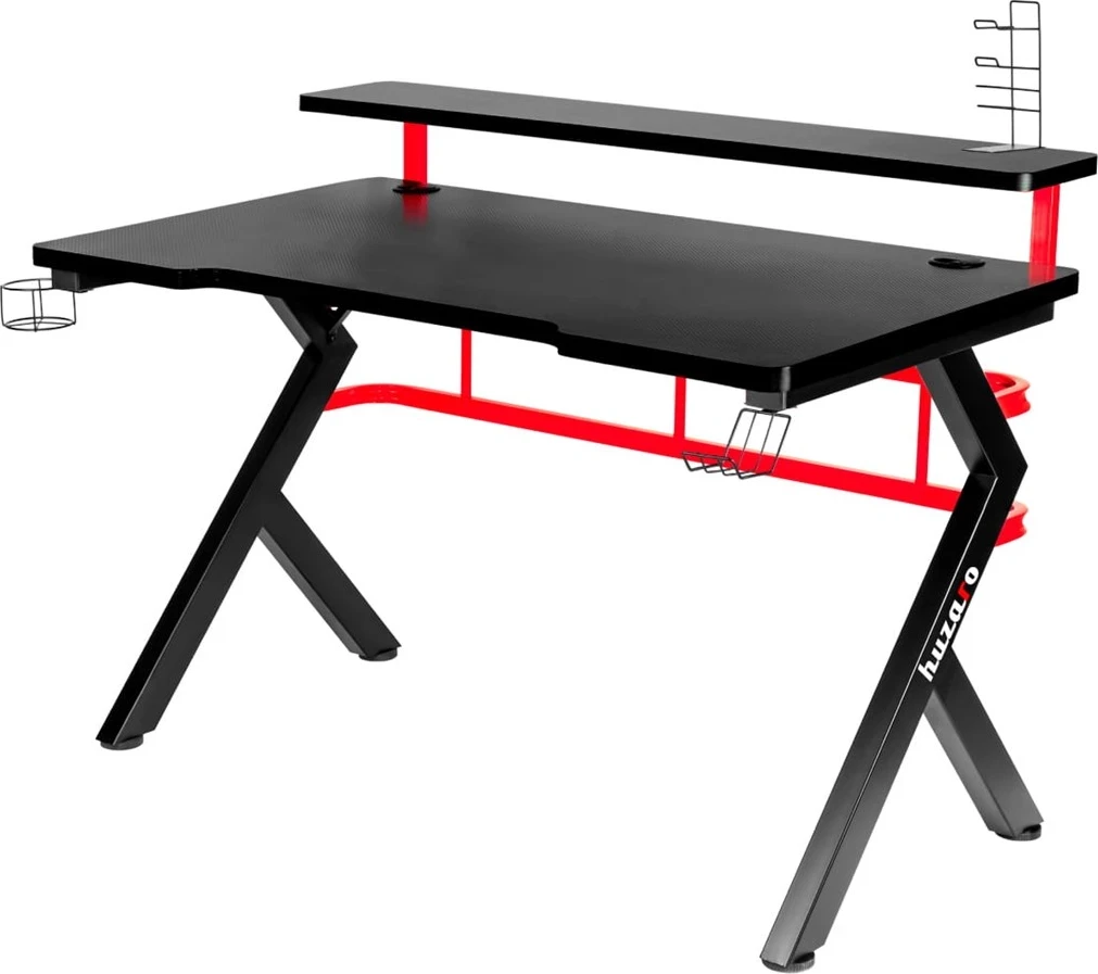Gaming miza z ogljikovimi Huzaro Hero 5.0, črno/rdeča
