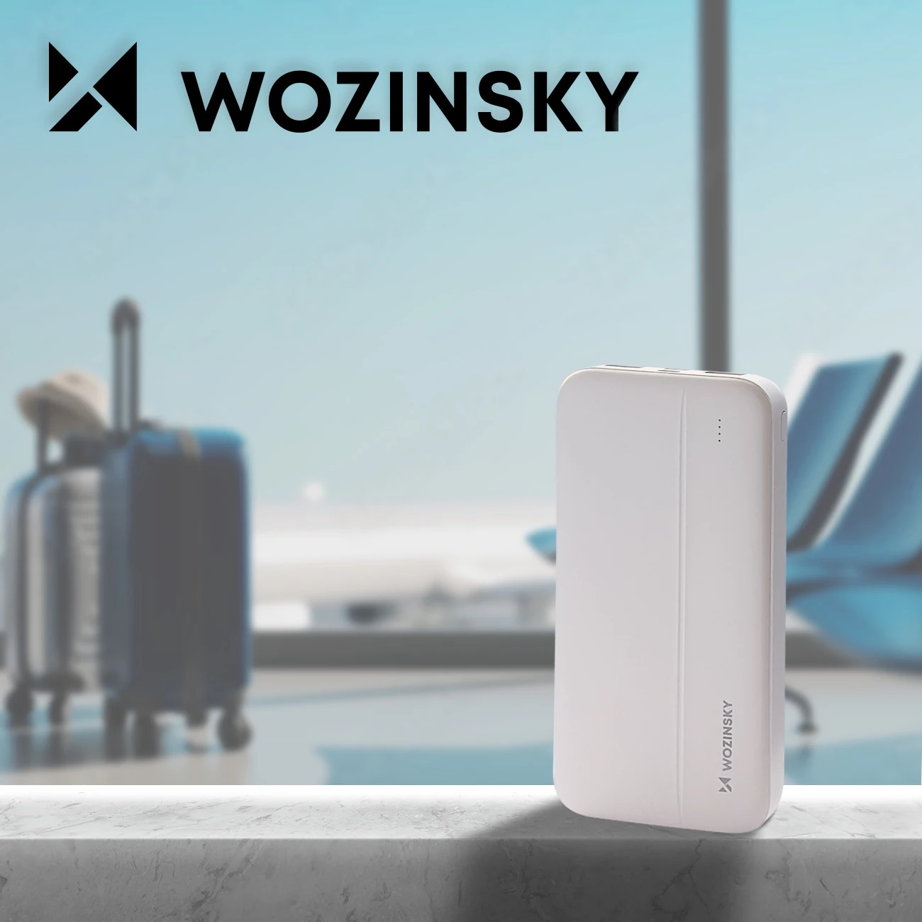 Powerbank 10000 mAh, 2x USB, bel, Wozinsky WPBWE1