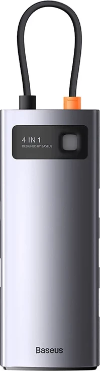 Razširje portov 4 v 1 Baseus Metal Gleam Series, USB-C na 4×USB 3.0, siva