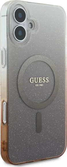 Ovitek za telefon IML Glitter Gradient MagSafe za iPhone 16, Guess, rjav