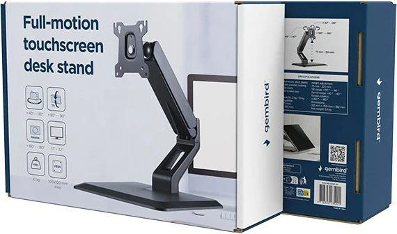 Namizni nosilec za monitor Gembird MS-D1ST-01, 17–32", črn