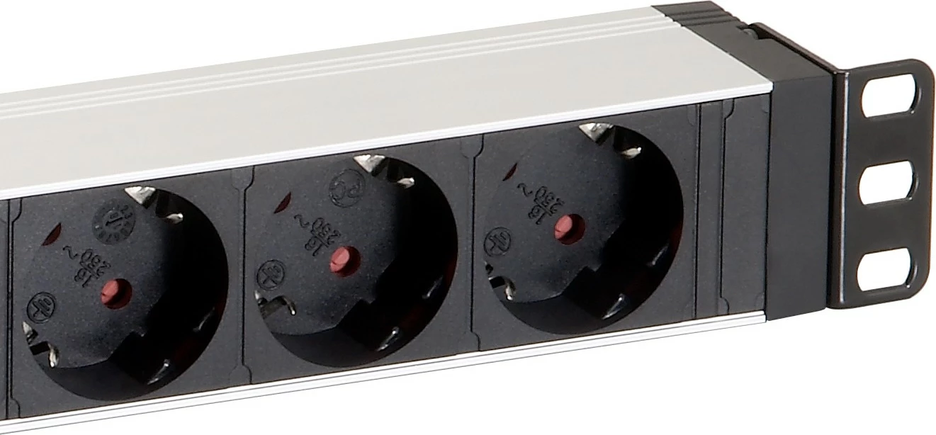 Regleta za rack 19" z 8 Schuko vtiči, 1,8 m, alumin Equip