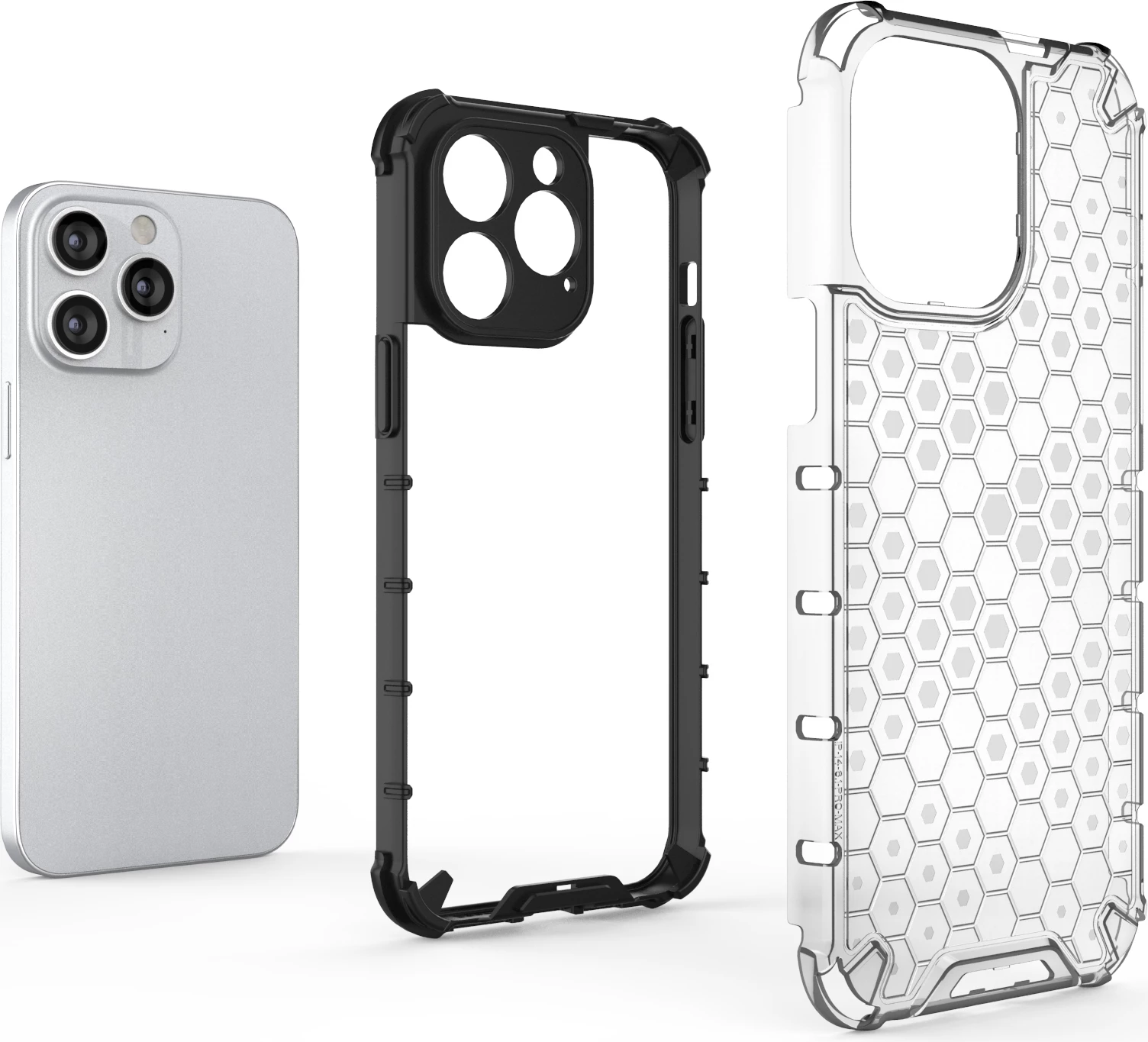 Ovitek Honeycomb Hurtel za iPhone 14 Pro, črn