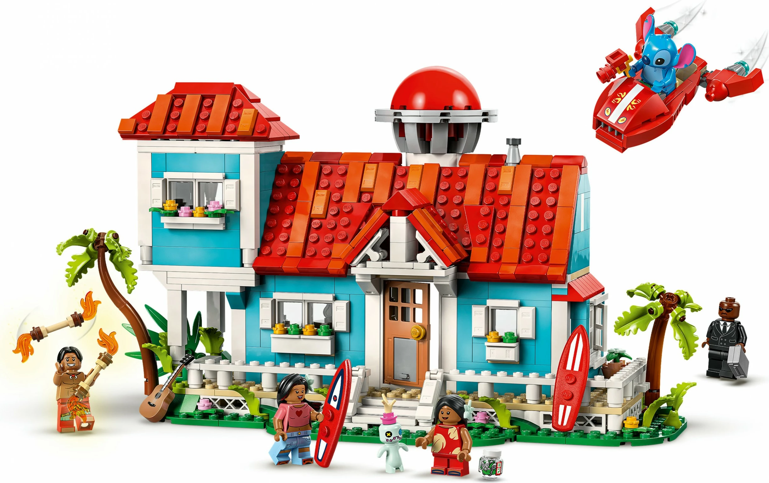 Plažna hiša Lilo in Stitch, komplet gradnje LEGO, 834 kosov, plastika, večbarvno