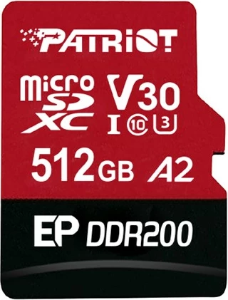 MicroSDXC kartica 512GB Patriot Memory EP DDR200, rdeča