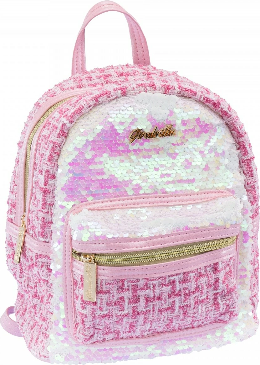 Tweed in sequin nahrbtnik za deklice Nice 19146, rožnat