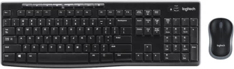 Komplet miške in tipkovnice Logitech MK270 / 920-004509, US-International postavitev, brezžična, črna