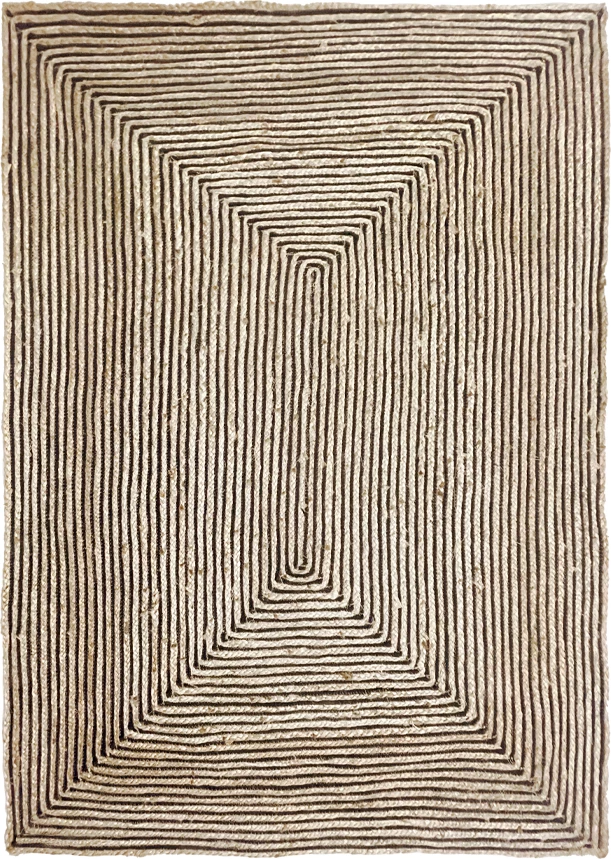 Preproga za dnevno sobo Mamba, naravna juta, črna, 300x200