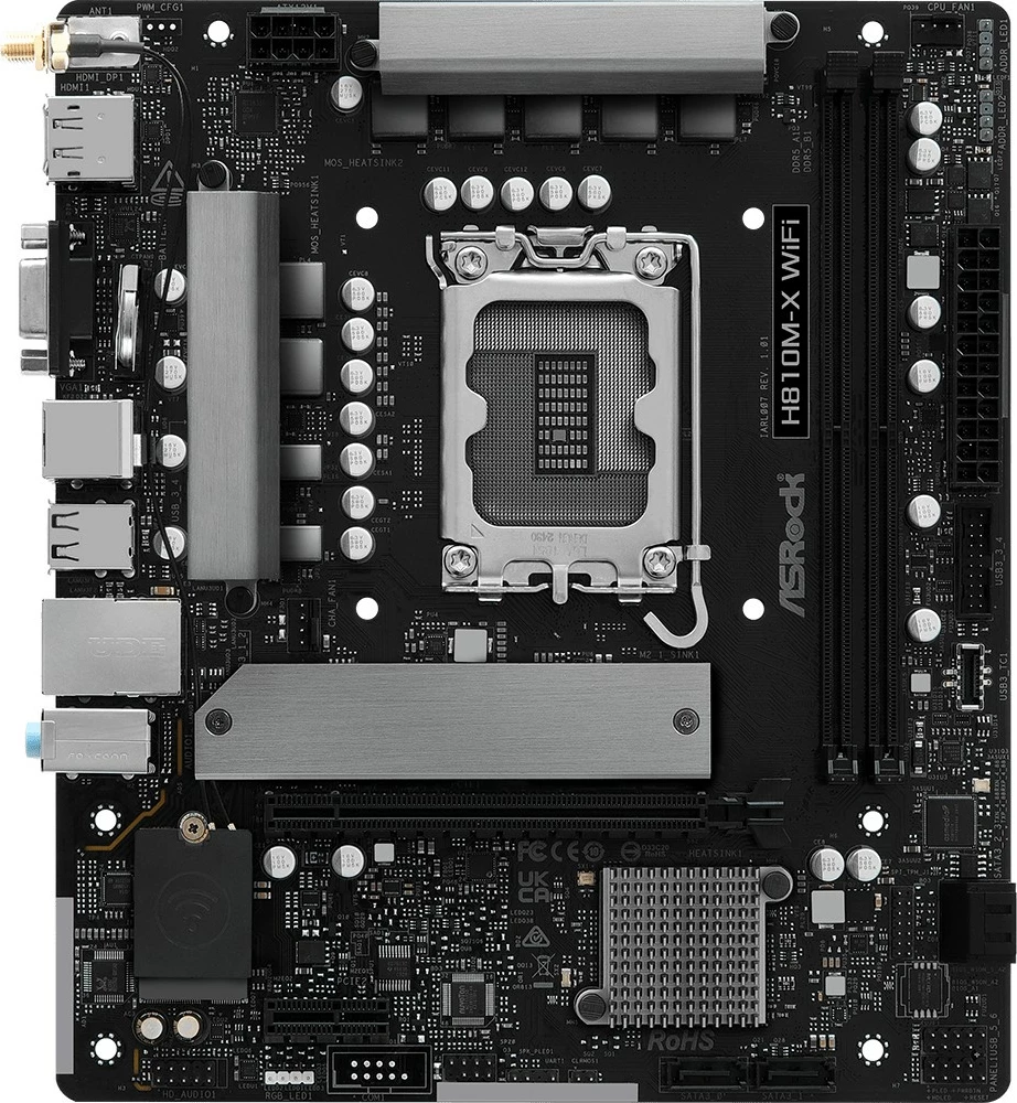 Plošča ASRock H810M-X WiFi micro ATX, Intel H810, WiFi, Bluetooth, črna