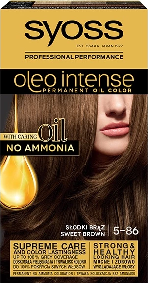 Trajna barva za lase Syoss Oleo Intense 5-86 Sweet Brown, za ženske, 1 kos