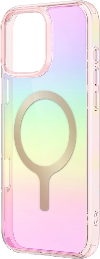 Ovitek za telefon UNIQ Iridescia Magclick Charging za iPhone 16 Pro, rožnat