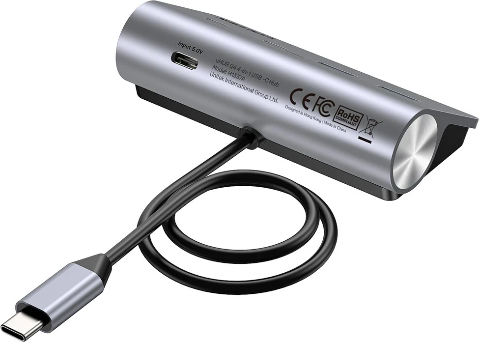 USB-C hub z 2× USB-A in 2× USB-C, 5Gbps, aluminij, srebrn - UNITEK H1337AGY01