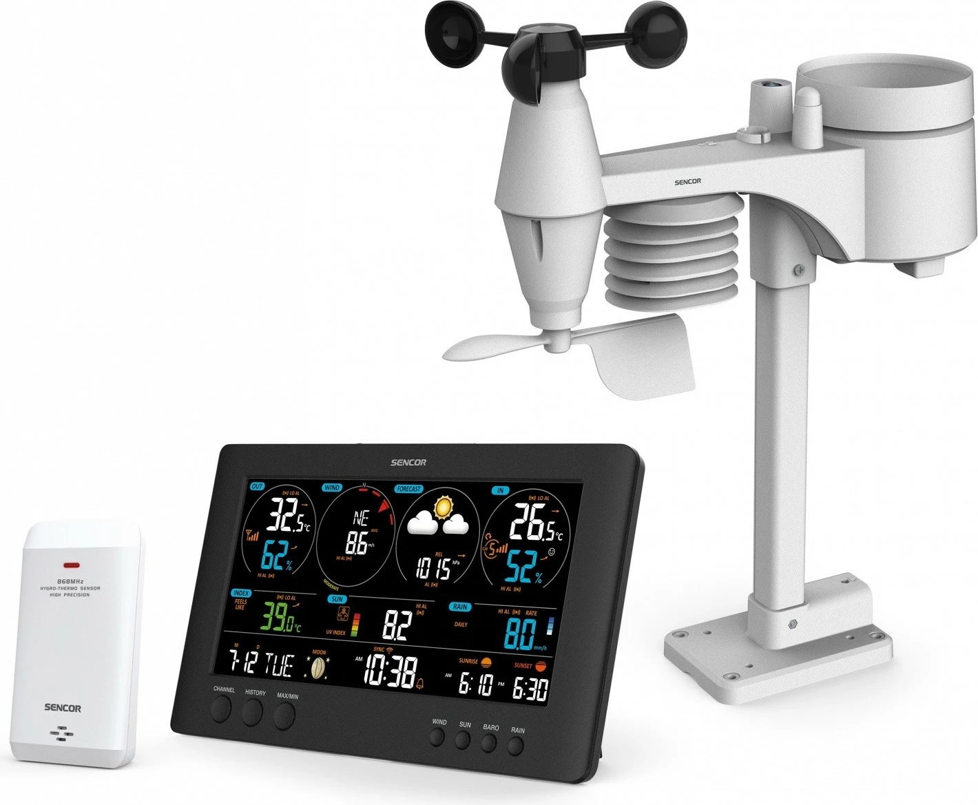 Vremenska postaja Sencor SWS 12500 z WiFi, LCD 21,4 cm, črna, večbarvna
