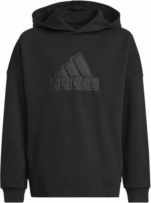 Duks z integriranim kapuco za otroke adidas FI Logo HD Jr. HR6301, črn