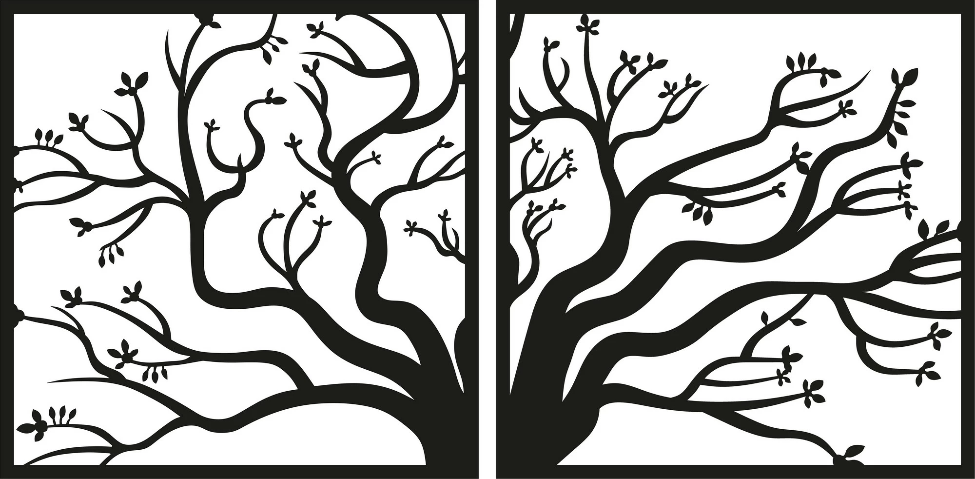 Kovinski stenski dekor v obliki drevesa, Wallity, črn, 100 x 50 cm