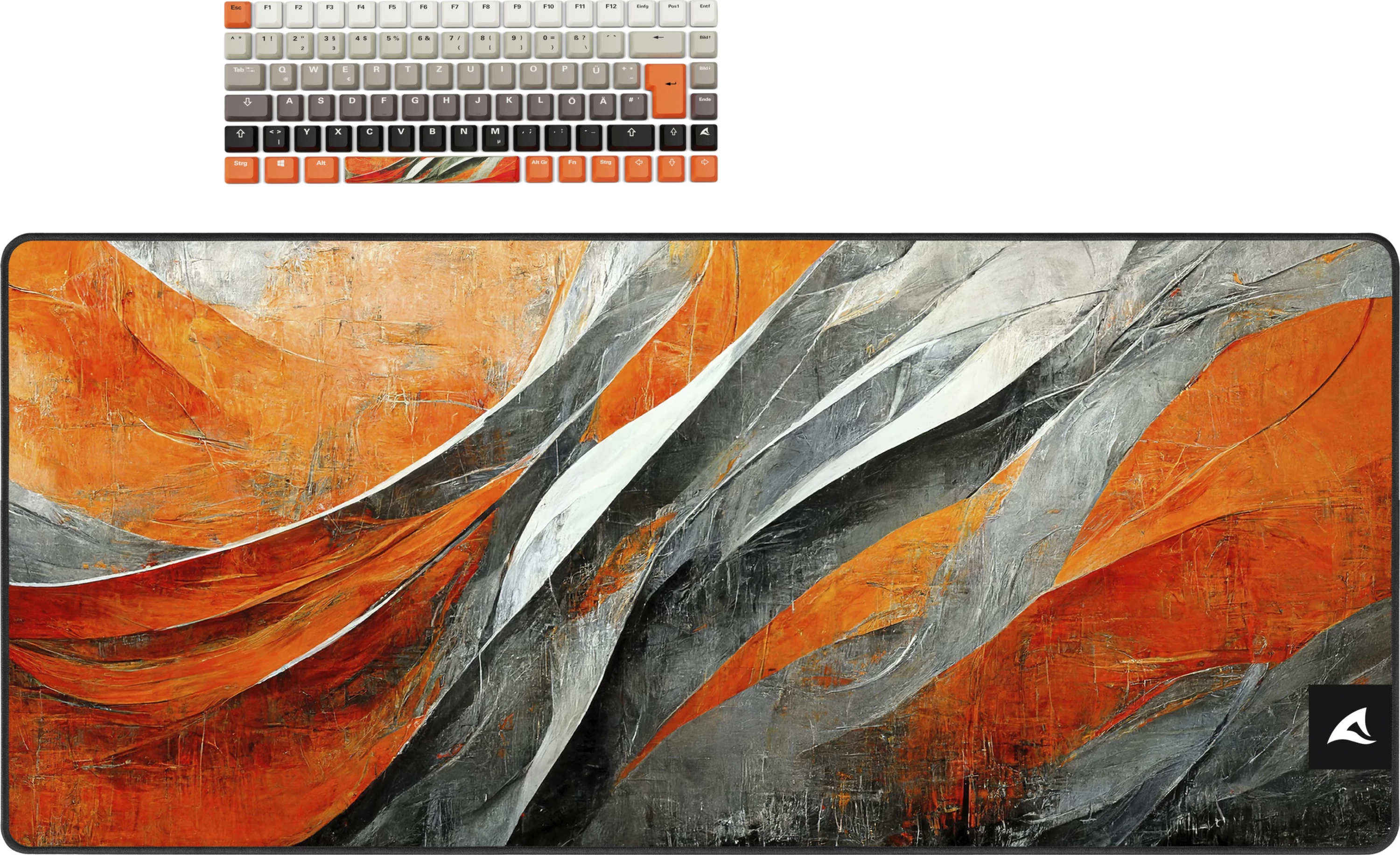 Mekančna tipkovnica s velikim podložkom za miško, SHARKOON SKILLER SGK50 S3 Design Bundle D6, oranžno/siva