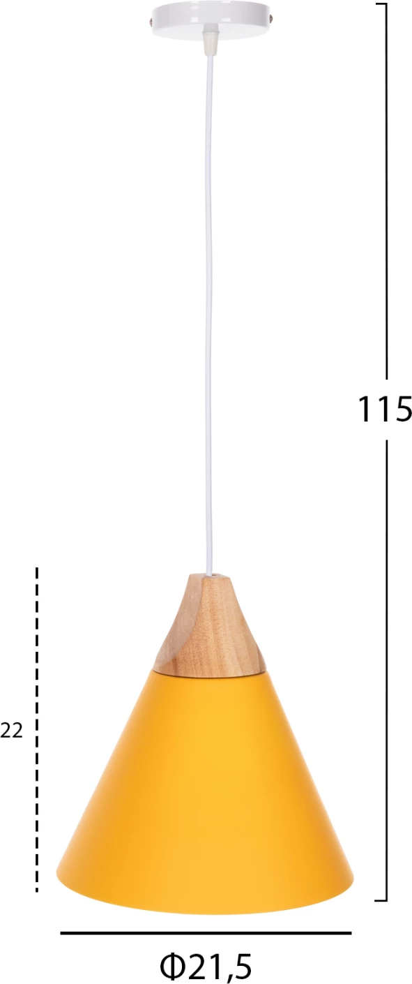 Stropna viseča svetilka FH4151 rumena kovinska kapa Φ21,5x115H cm