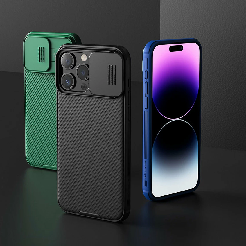 Ovitek za telefon z drsnim pokrovom kamere, združljiv z MagSafe za iPhone 15 Plus - Nillkin CamShield Pro Magnetic, črn