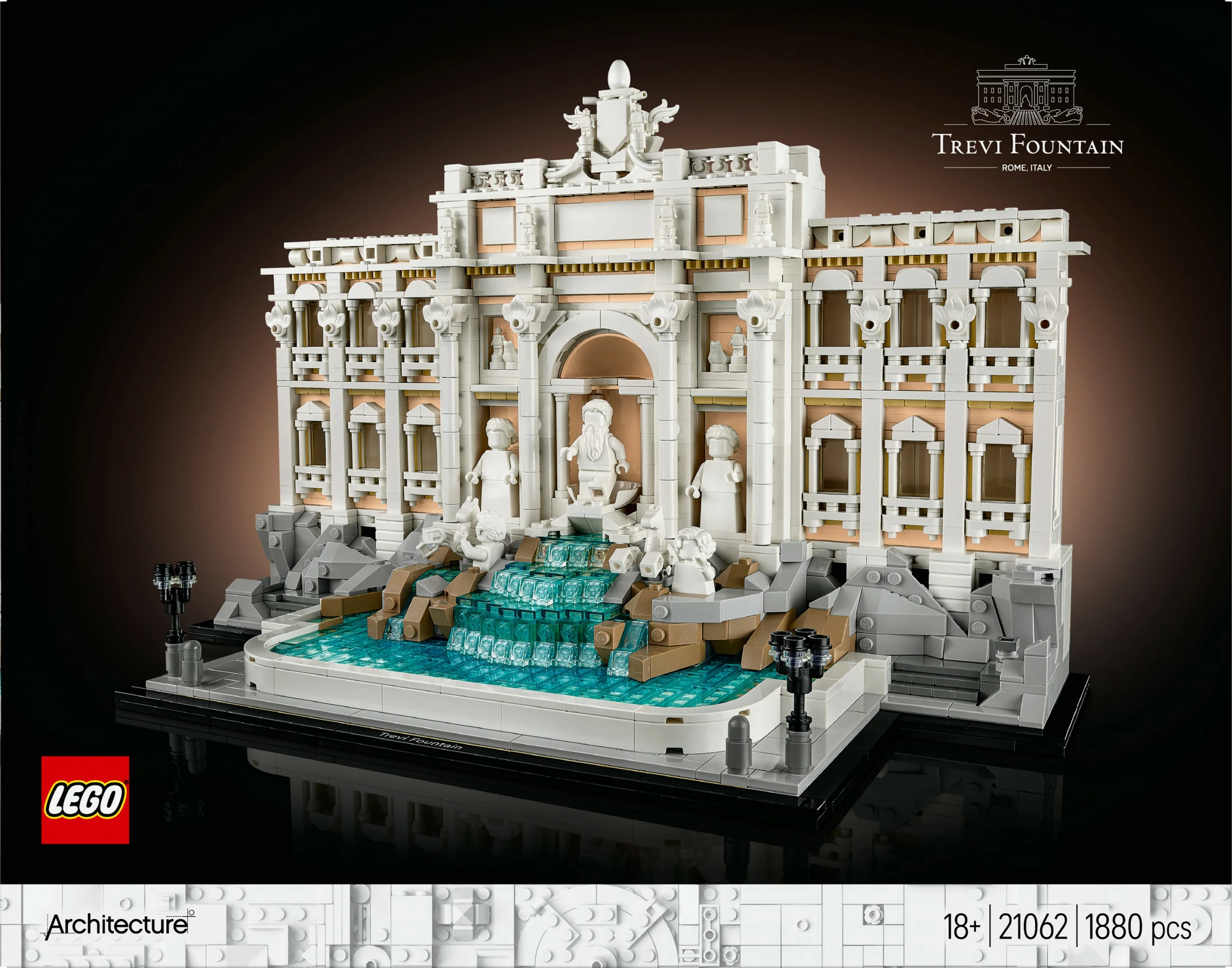 Model Fontana di Trevi, LEGO Architecture, 1880 delov, plastika, večbarven