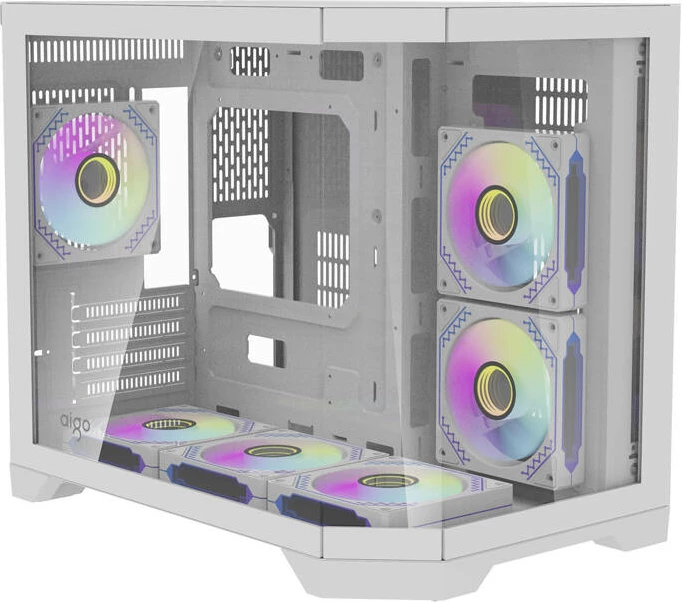 Računalniško ohišje z 6 ventilatorji aRGB Darkflash FT418, Mini Tower, belo