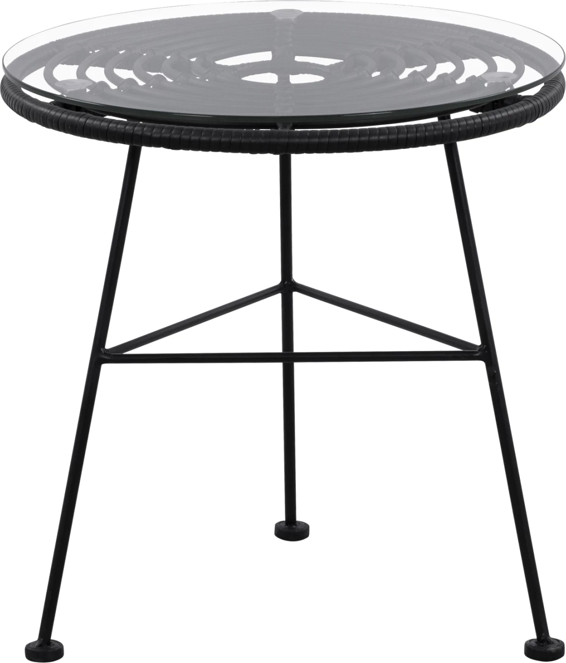 Kovinska miza Allegra s pletenim materialom v črni barvi in steklom FH5459.02 '45x46cm