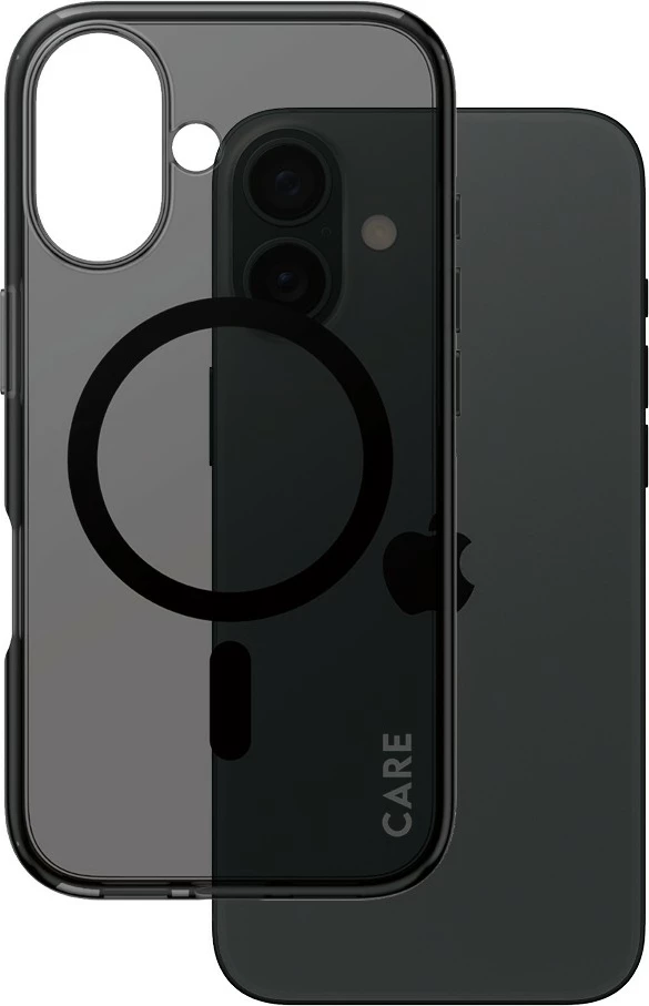 Tanek zaščitni ovitek PanzerGlass CARE Case Flagship Smokey MagSAFE za iPhone 16, črn