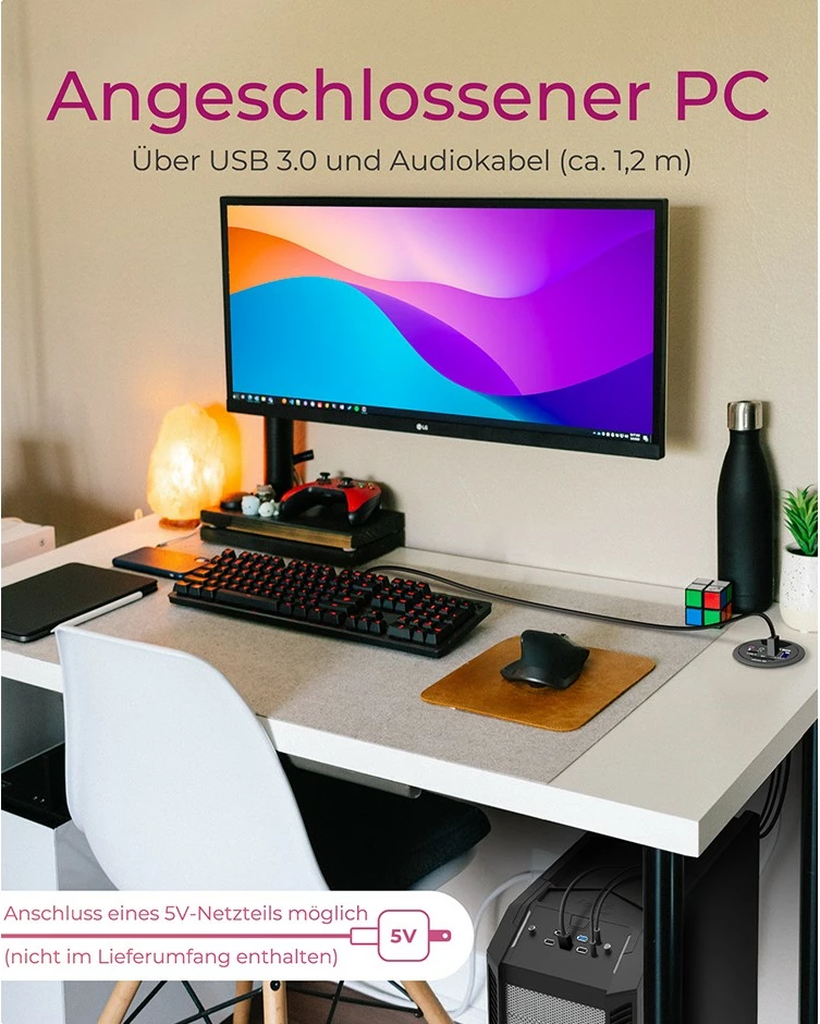 USB razširitveni hub z branjem kartic in avdio priključki ICY BOX IB-HUB1404A, 3x USB 3.0, črn