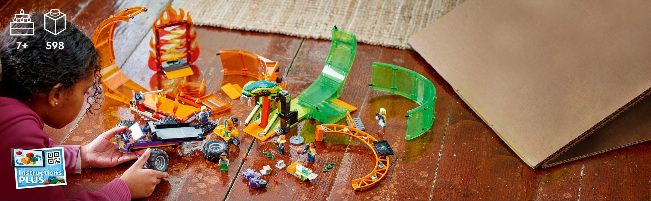 Dvojna adrenalinska arena za vratolomije LEGO City, 598 kosov, plastična, večbarvna