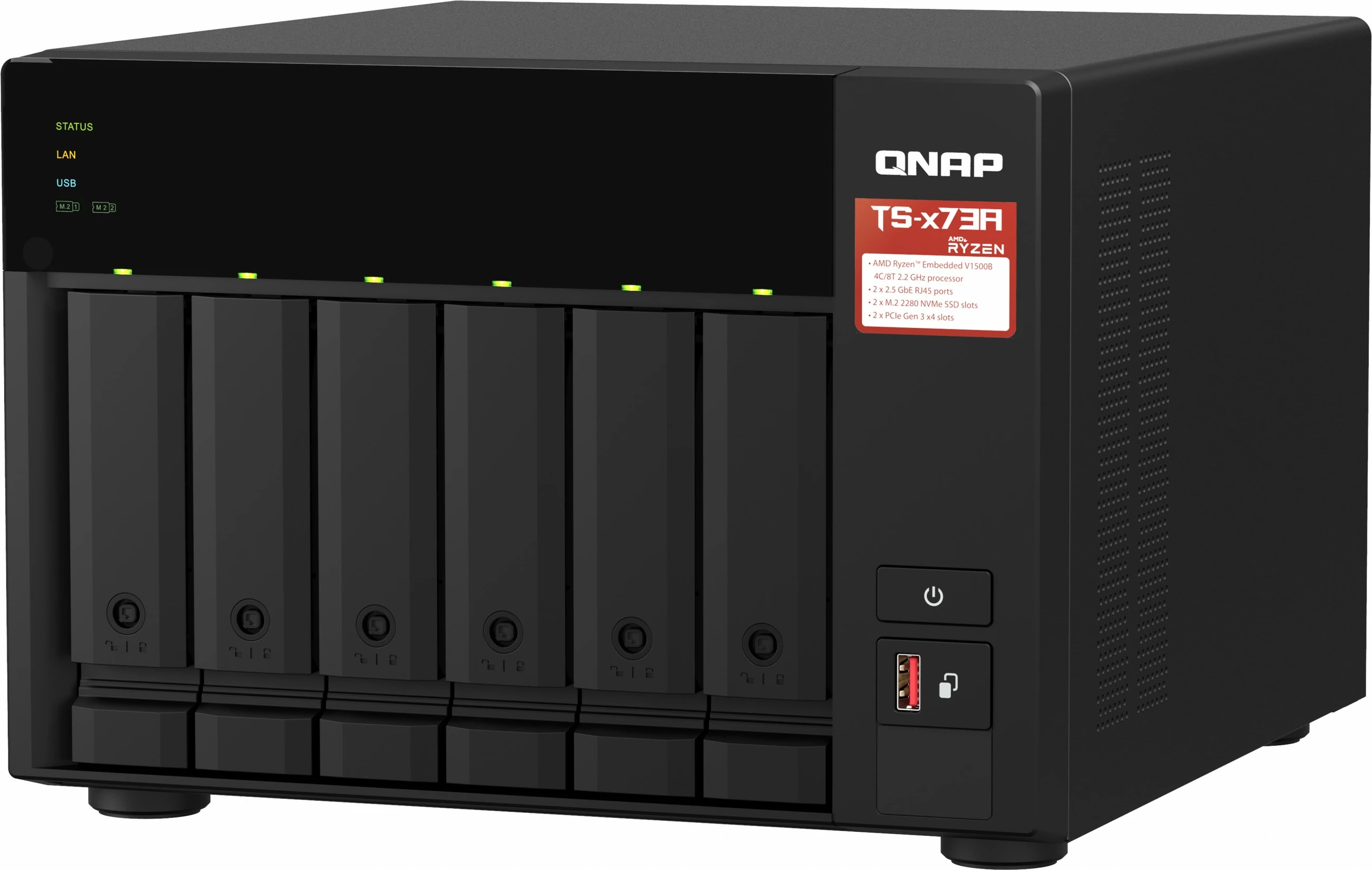 NAS QNAP TS-673A, stolp, AMD Ryzen V1500B, 8 GB, DDR4