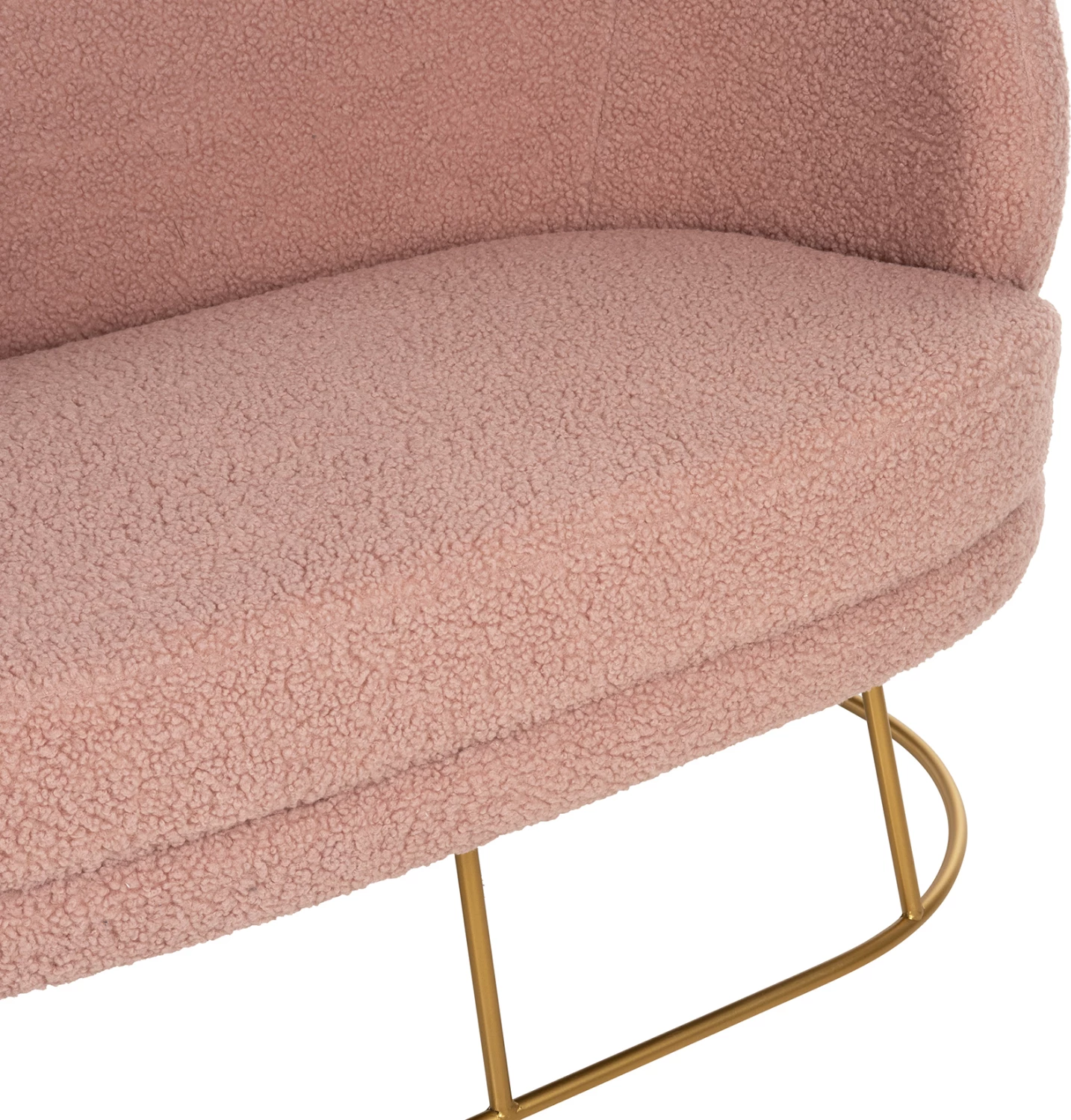 Dvosedna sedežna garnitura ARIEN FH8492.22 v barvi prašno roza boucle tkanina in z zlato kovinsko osnovo 130x75x85Hcm