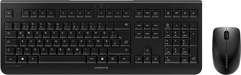 Brezžični komplet tipkovnice in miške Cherry DW 3000, RF, mehanska, QWERTZ, črn