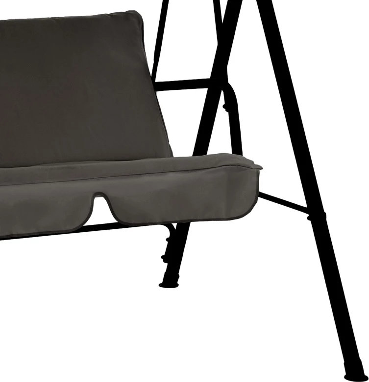 Vrtna ležalna gugalnica, črna kovina, siva tkanina, 170x110x153 cm
