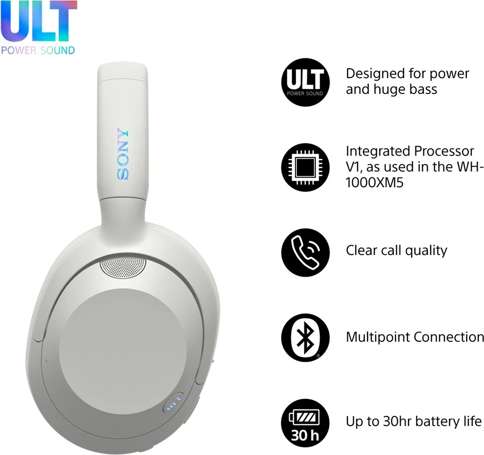 Brezžične slušalke ULT WEAR WHULT900NW, Sony, Noise Cancelling, bele