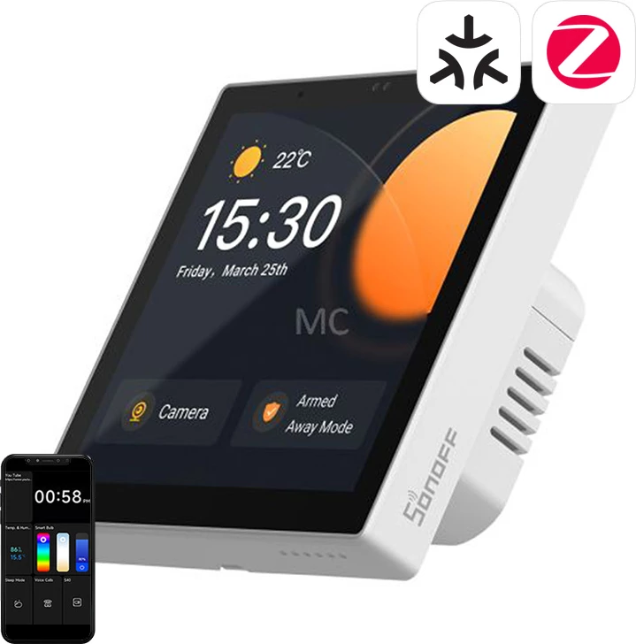 Pametni kontrolni panel, 3,95" zaslon na dotik, WiFi/Bluetooth/ZigBee, bel, Sonoff NSPanel Pro