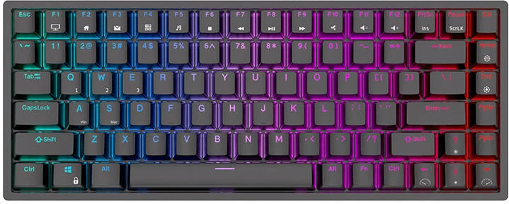 Mehanska brezžična tipkovnica Royal Kludge RK84, 84 tipk, RGB, Brown switch, črna