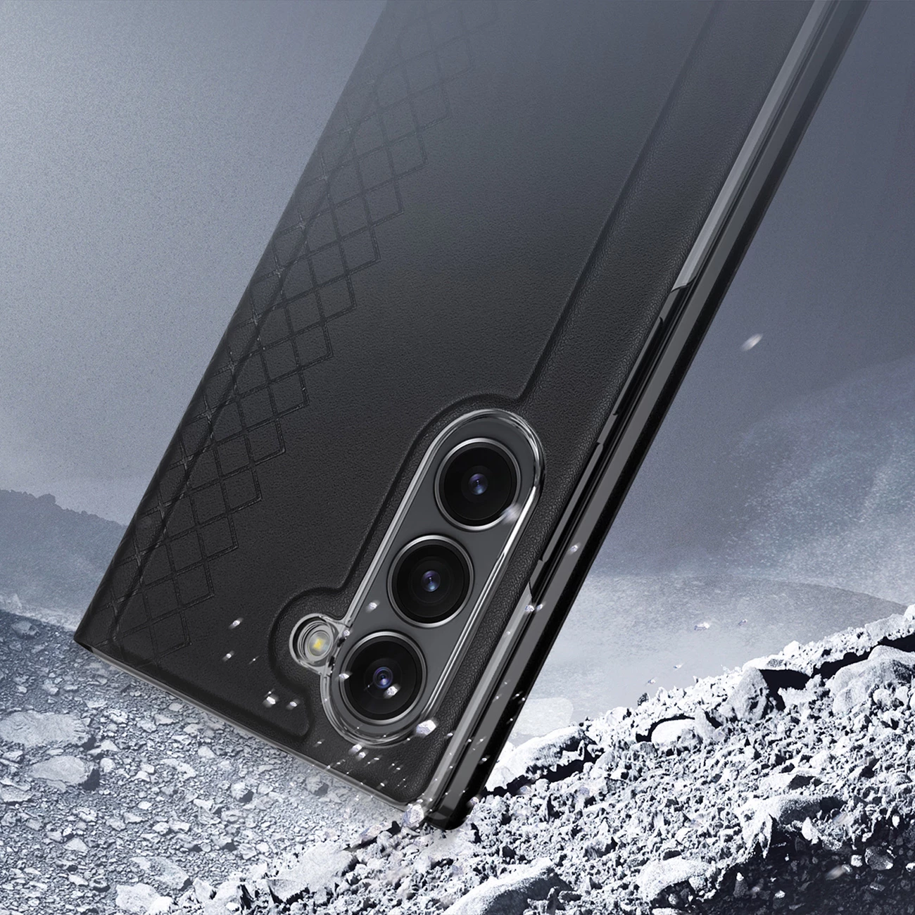 Ovitek za telefon Dux Ducis Brill za Samsung Galaxy Z Fold 6, z magnetnim zapiranjem, žepom za kartico, iz eko usnja, črn