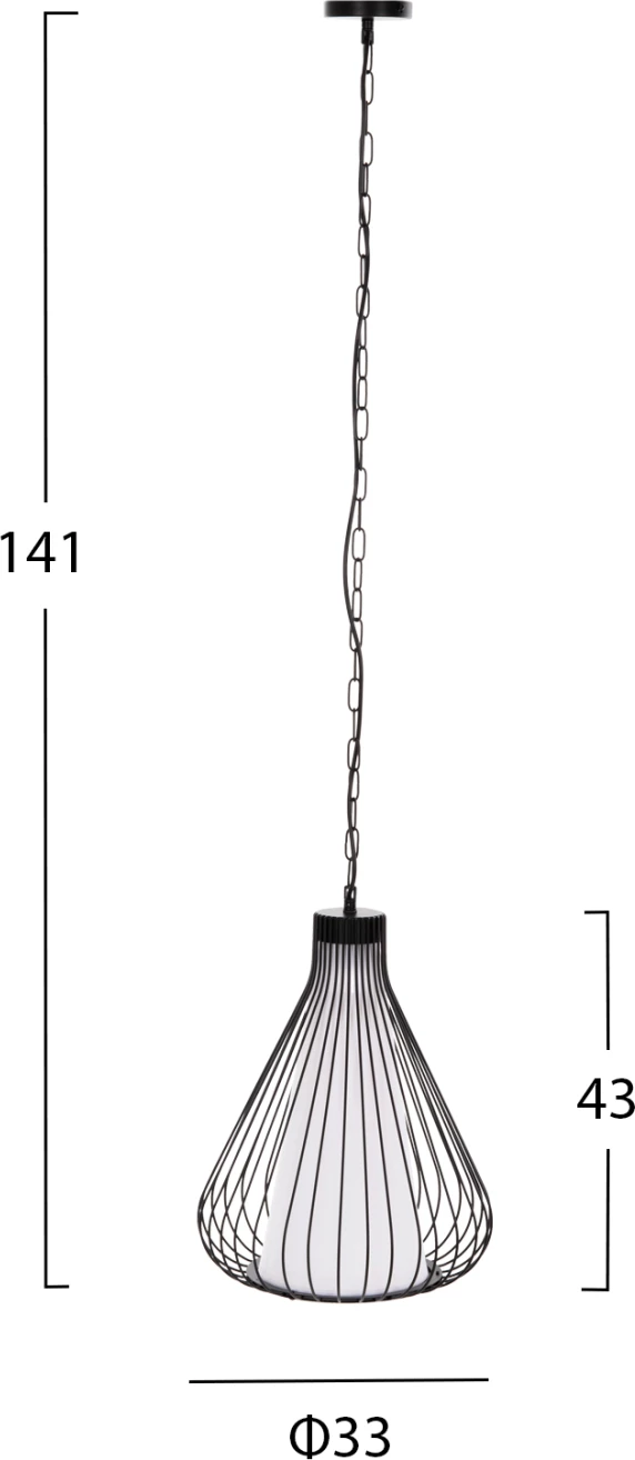 Stropna viseča svetilka FH4074 črna kovinska kapa Φ33x141Hcm