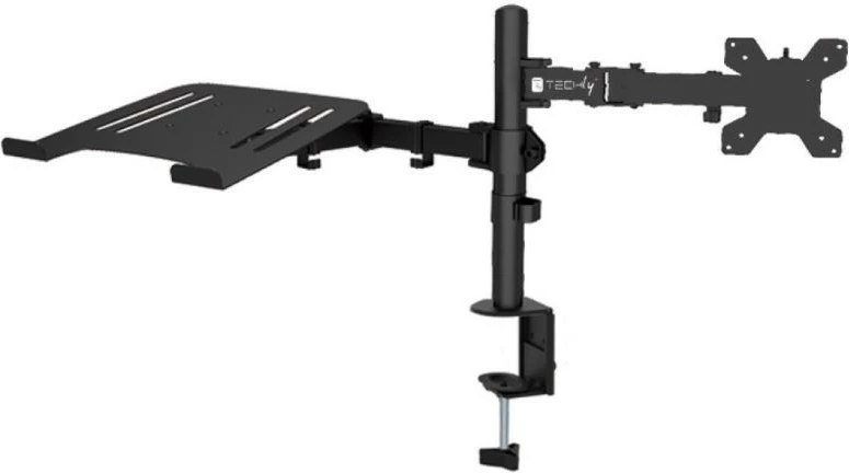 Namizni nosilec 2-v-1 za monitor 13–32" in prenosnik 12–17", vrtljiv, Techly, črn