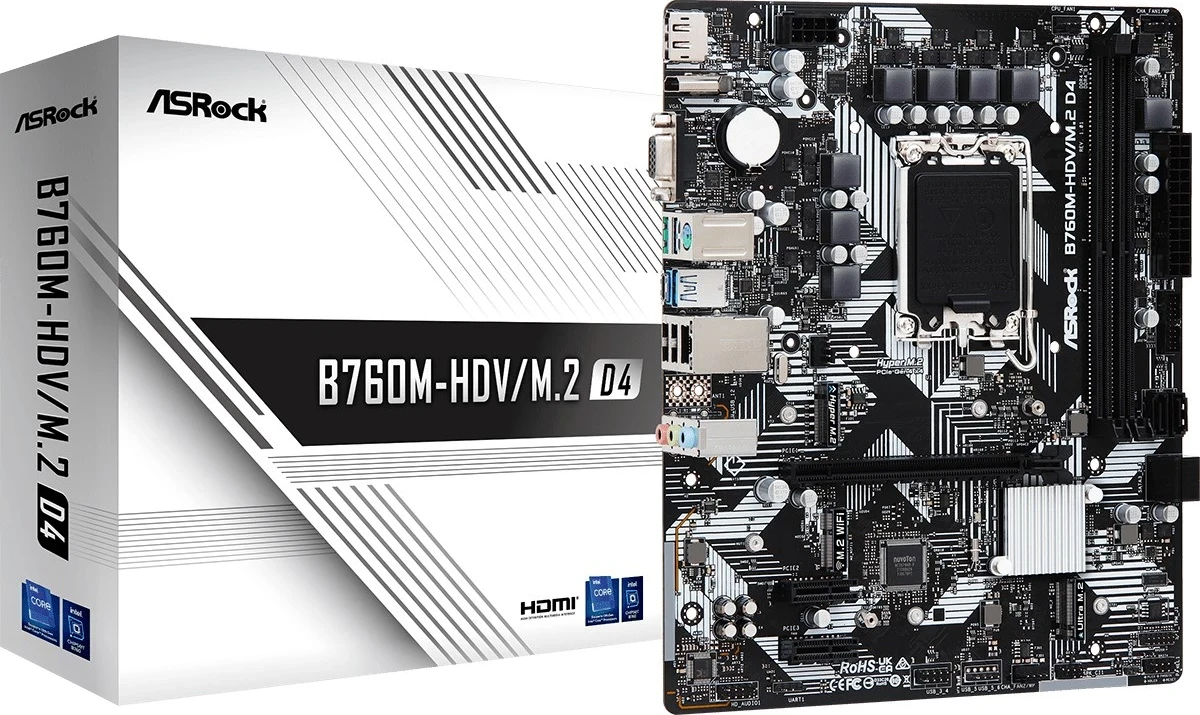 Plošča za matično ploščo Asrock B760M-HDV/M.2 D4 Intel B760