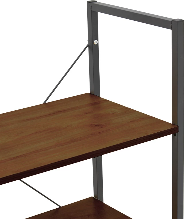 Stojalo s policami in omarico Kuili, črna kovina, MDF orehov odtenek, 60x36x121 cm