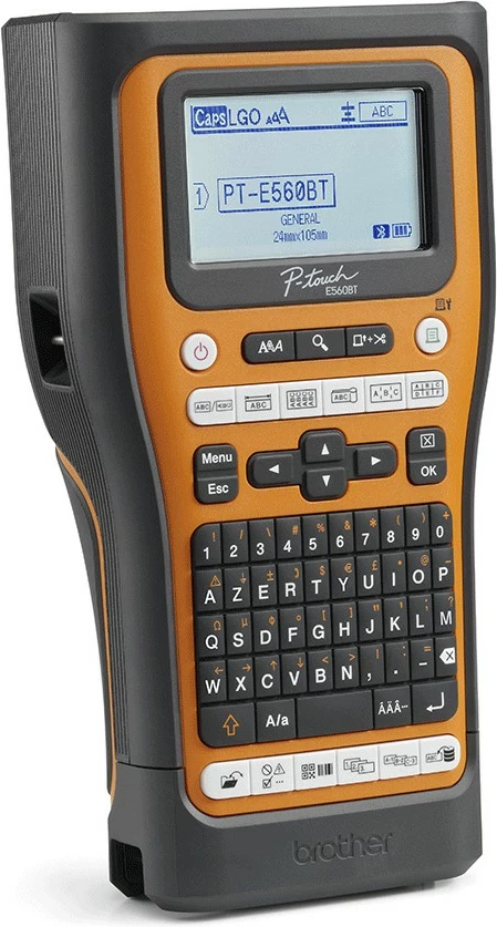 Prenosni tiskalnik etiket Brother P-Touch E560BTVP, Bluetooth, vgrajena baterija, oranžen