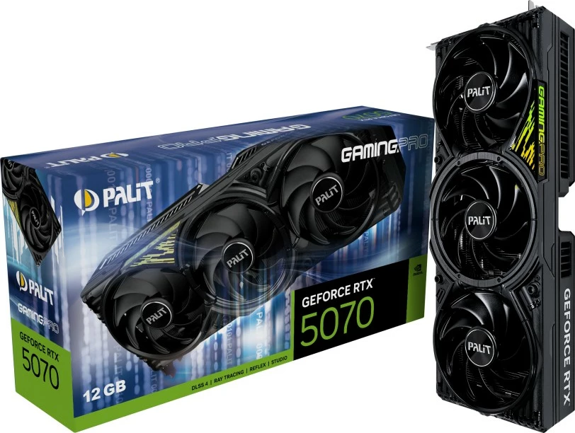 Grafična kartica GeForce RTX 5070 GamingPro Palit, 12 GB GDDR7, PCI Express 5.0, črna