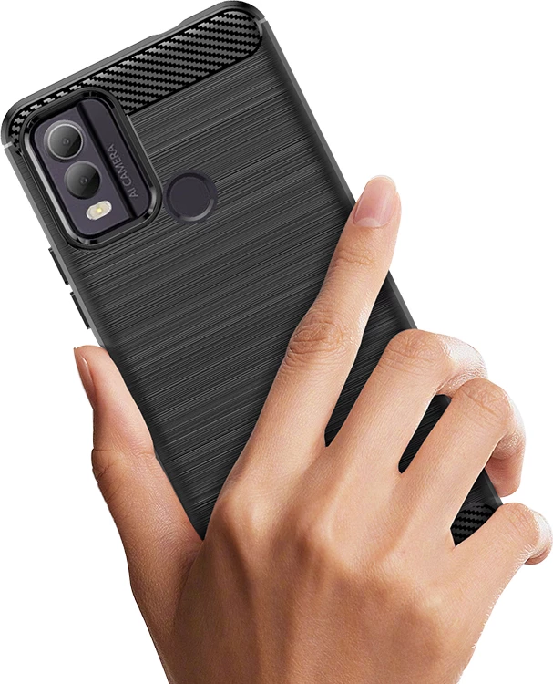 Ovitek iz silikona za Nokia C22 Hurtel Carbon Case, črn