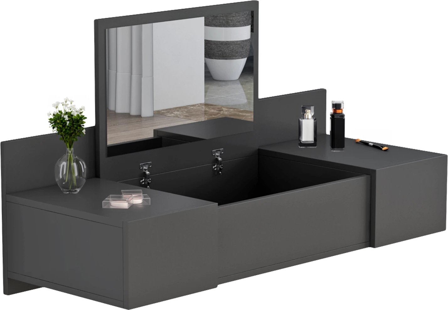 Tualetna mizica za ličenje, LINDE FH8960.12, melamin, antracit, 100x39x33 H cm