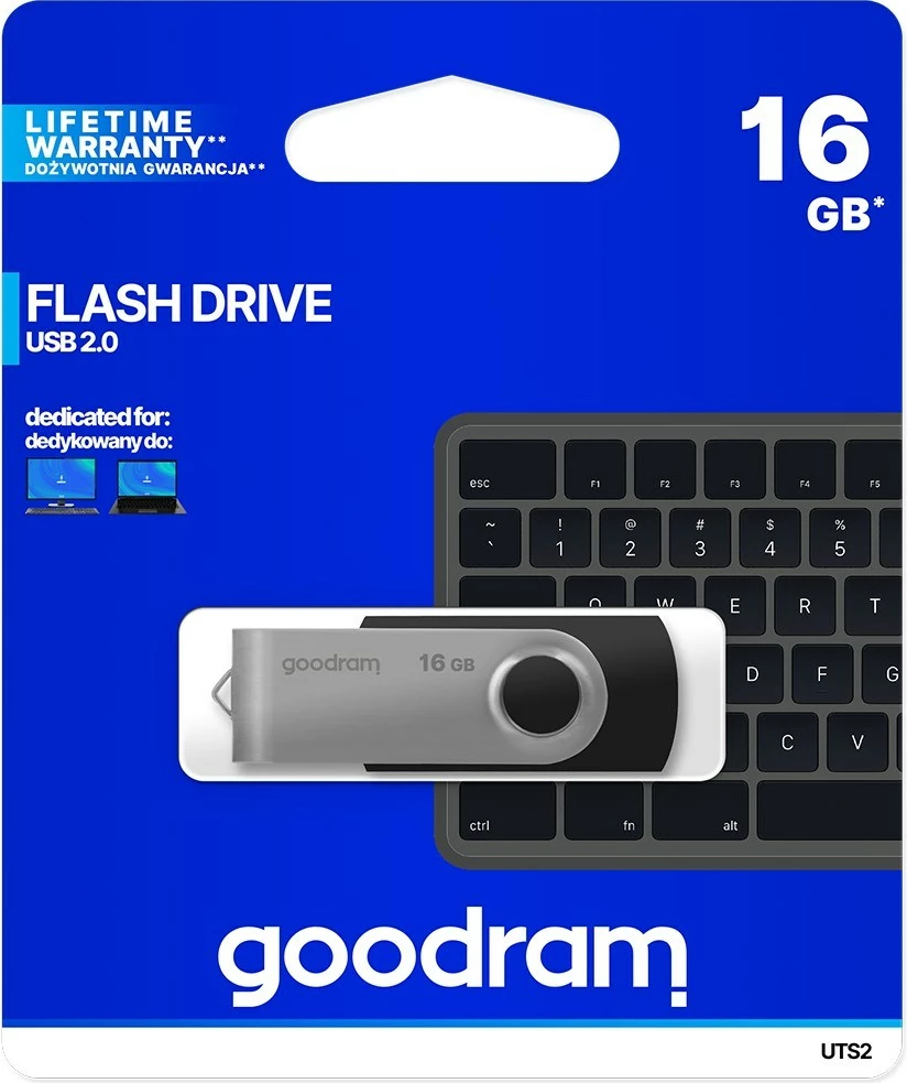 USB ključek Goodram UTS2, 16 GB, črn/srebrn