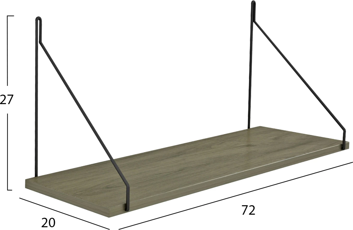 Stenska polica AGILAN FH9183.12 melamin v olivno sivi 72x20x27H cm
