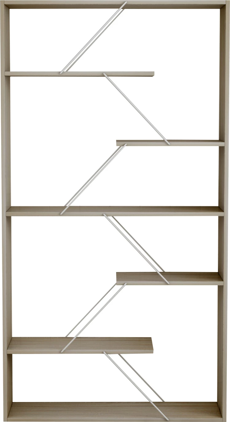 Knjižna omara TARS melamin sonoma-bela kovinske palice 84x24x157H cm FH2240.11