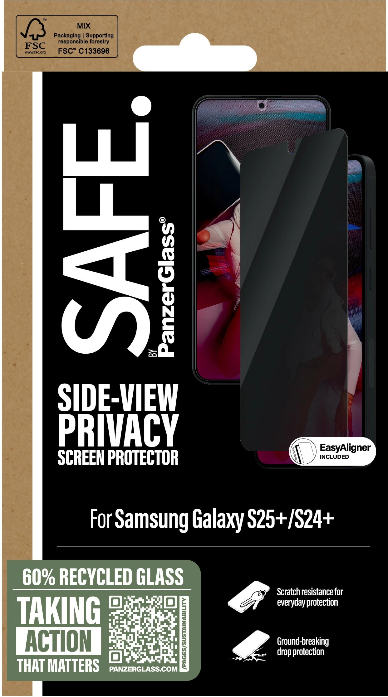Zaščitna folija zasebnosti PanzerGlass za Samsung Galaxy S25 Plus, 6,7 in, prozorna